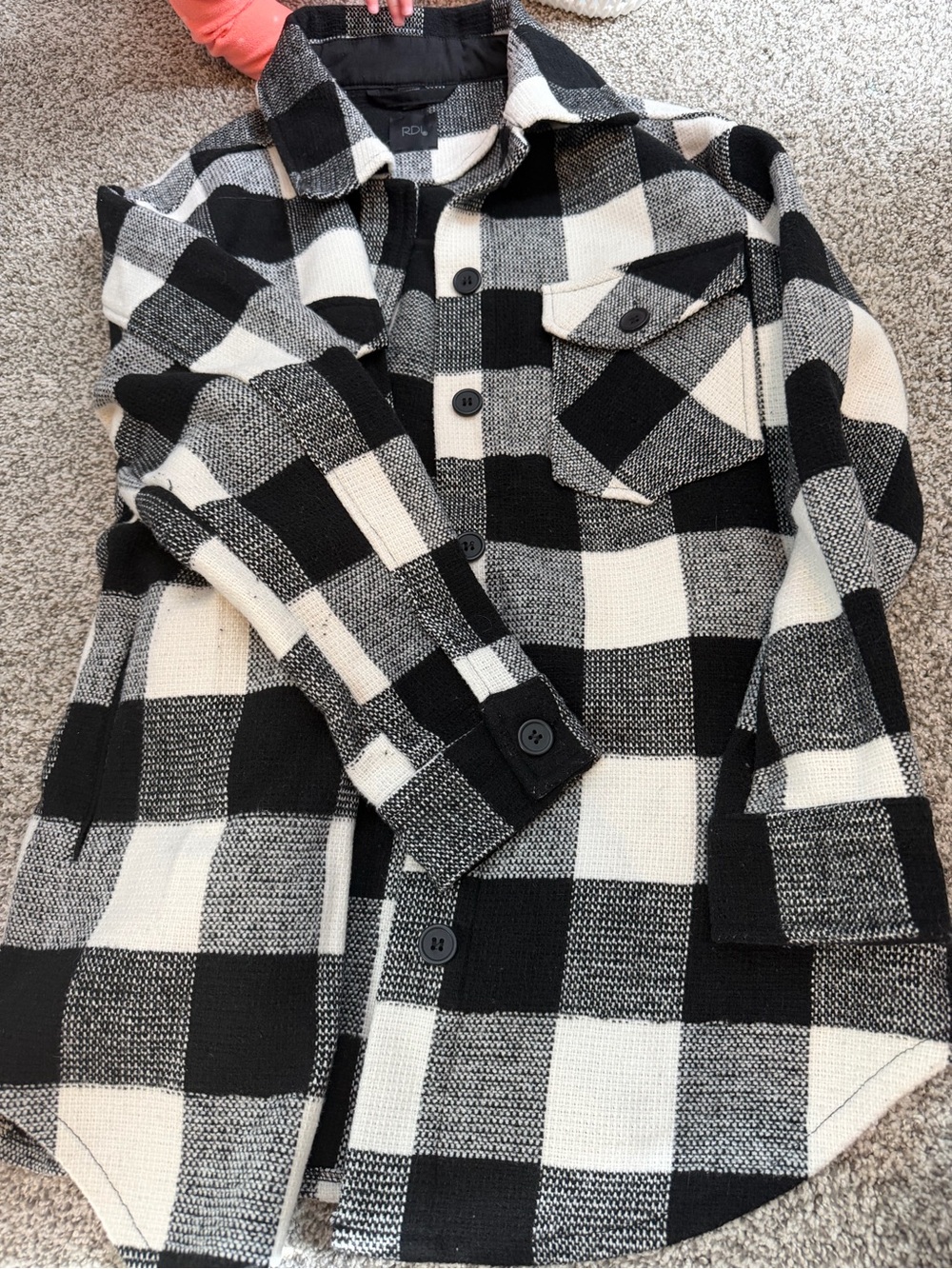 Roxy Black & White Buffalo Check Trench Shacket